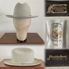 1960s Vtg Stetson 3x BEAVER OPEN ROAD 7 1/8 Hat SHUDDE BROS Fedora Western Dress