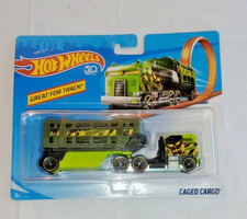 HOT WHEELS TRACK STARS CAGED CARGO TRUCK, GREEN BFM73 *NEW* SEALED.