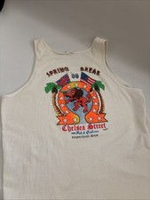 Vintage 1990 Spring Break Corpus Christi Made In USA Chelsea Street Tank Stains