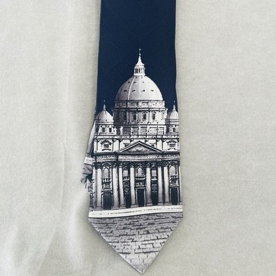 Petersdom Seidenkrawatte dunkelblau/silber Made in Italy NEU mit Etikett Krawattenhalter
