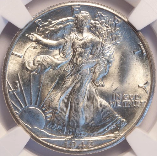 1942 D Walking Liberty Half Dollar. NGC MS65, Beautiful, Lustrous White Gem!