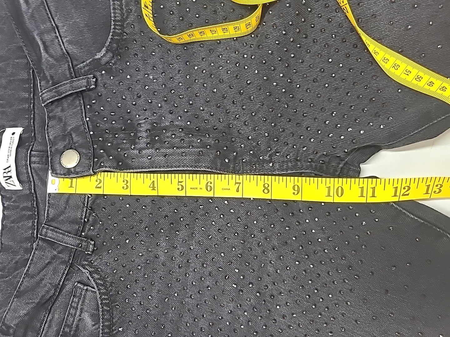 Zara Womens Black High Rise Skinny Jeans with Rhinestones Size 8 Edgy Mobwife thumbnail 18