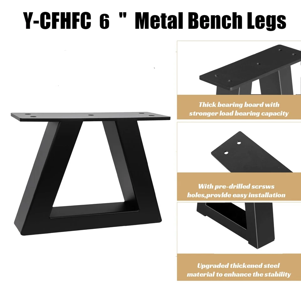 Patas de mesa de metal trapezoidal de 6 pulgadas patas de muebles de acero de alta resistencia para sofá hágalo usted mismo... Foto 4 de 4