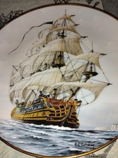 NEW! LEGENDARY SHIPS OFTHE SEAS.THE REFANU.Gold Rim 9".Alan D'Estrehan.4235
