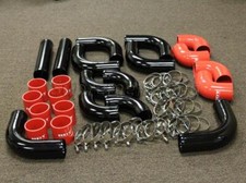 Rdt 12 Pcs Universal Black Aluminum Red Coupler Piping Kit Turbocharger Turbo