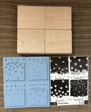 2006 Stampin Up Gently Falling Wood Mounted Rubber Stamps Set of 4 NEW