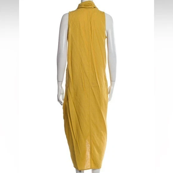 Vestido Cynthia Rowley Amarillo Mezcla de Lino Largo Asimétrico Tienda Lagenlook Suelto S Foto 4 de 4