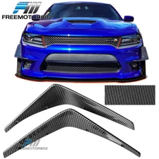 Fits 15-23 Dodge Charger SRT IKON Style Front Bumper Canards Carbon Fiber Look