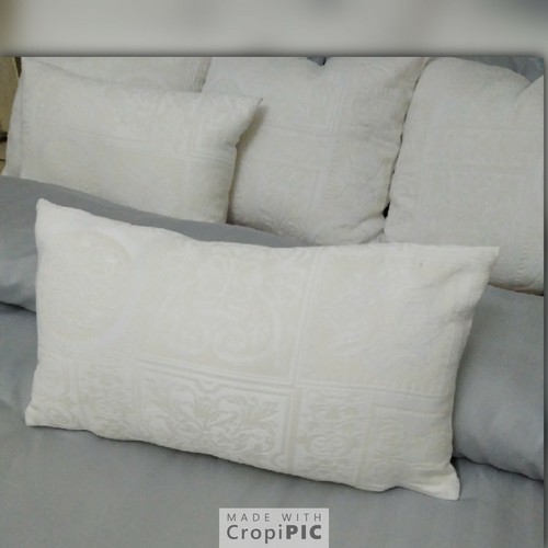 Large Scatter Cushions And Matching Bolsters Cream 100% Natural Cotton Exclusive - Picture 4 of 7