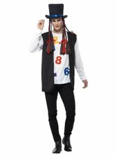 NEW 80's Pop Star Boy George Singer Celebrity Men's Fancy Dress Costume & Hat