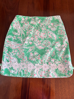 Lilly Pulitzer Corrie Skirt In Glenda Green Beach Bash 8 EUC