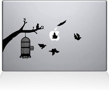 The Decal Guru Birdcage Tree Apple Ad Decal Vinyl Sticker, 13" MacBook Pro,Black