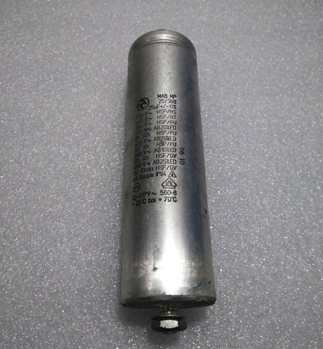 Washer MAB MP Capacitor 25uf 360v for Speed Queen Alliance