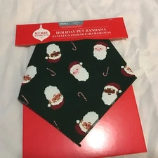 Merry Moments Santa Pet Bandana Scarf Dog Cat Green Plaid Tie Triangle Small