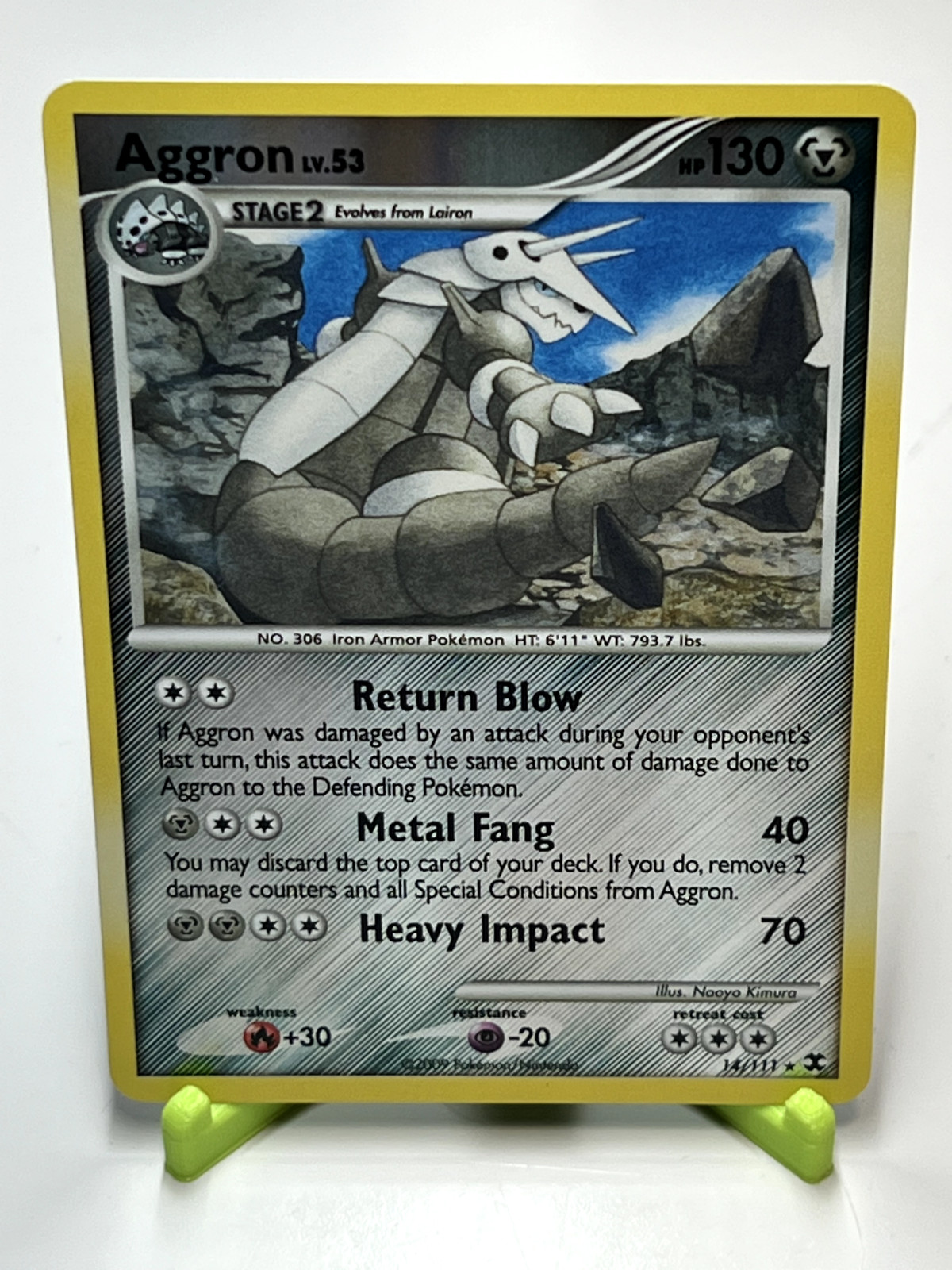 Pokemon Aggron 14/111 Platinum Rising Rivals Reverse Holo Rare NM Condition