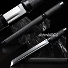 Sharp Edge Tanto Spring Steel Japanese Samurai Black Sword Pu Leather Scabbard
