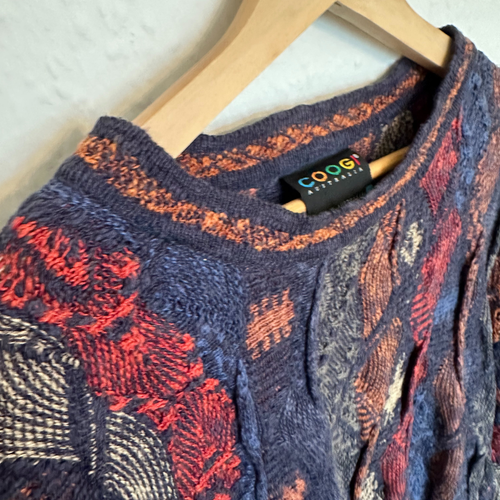 Vintage Coogi Australia Linen 90s Knit Sweater Unisex Bold Colourful Rare Jumper - Picture 6 of 6