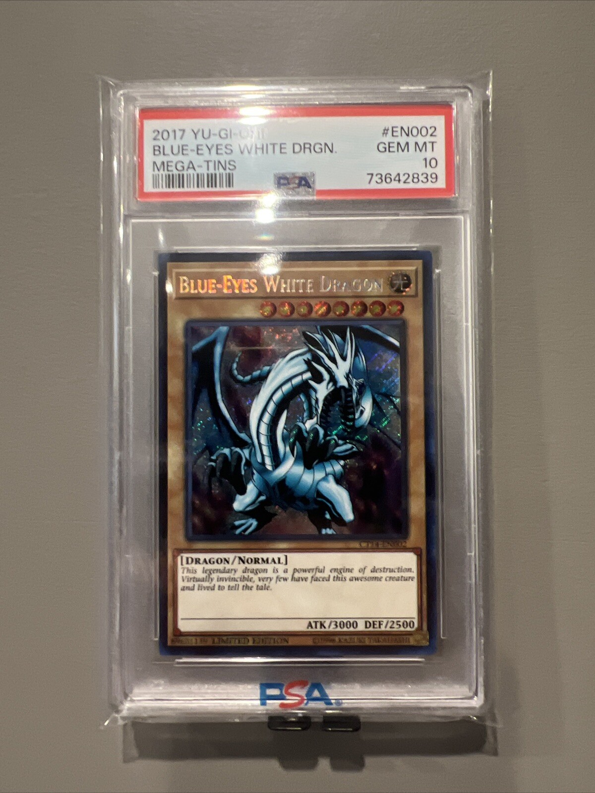 Yugioh PSA 10 GEM MINT BlueEyes White Dragon CT14EN002 Secret Rare