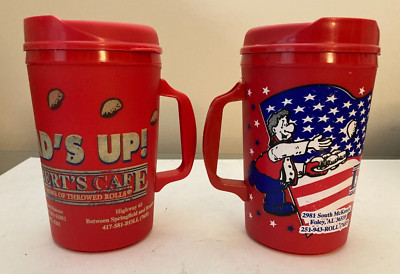 Used 2 Lamberts Cafe Heads Up - 32 Oz Travel Mug/Cup Home Of The Thrown Rolls