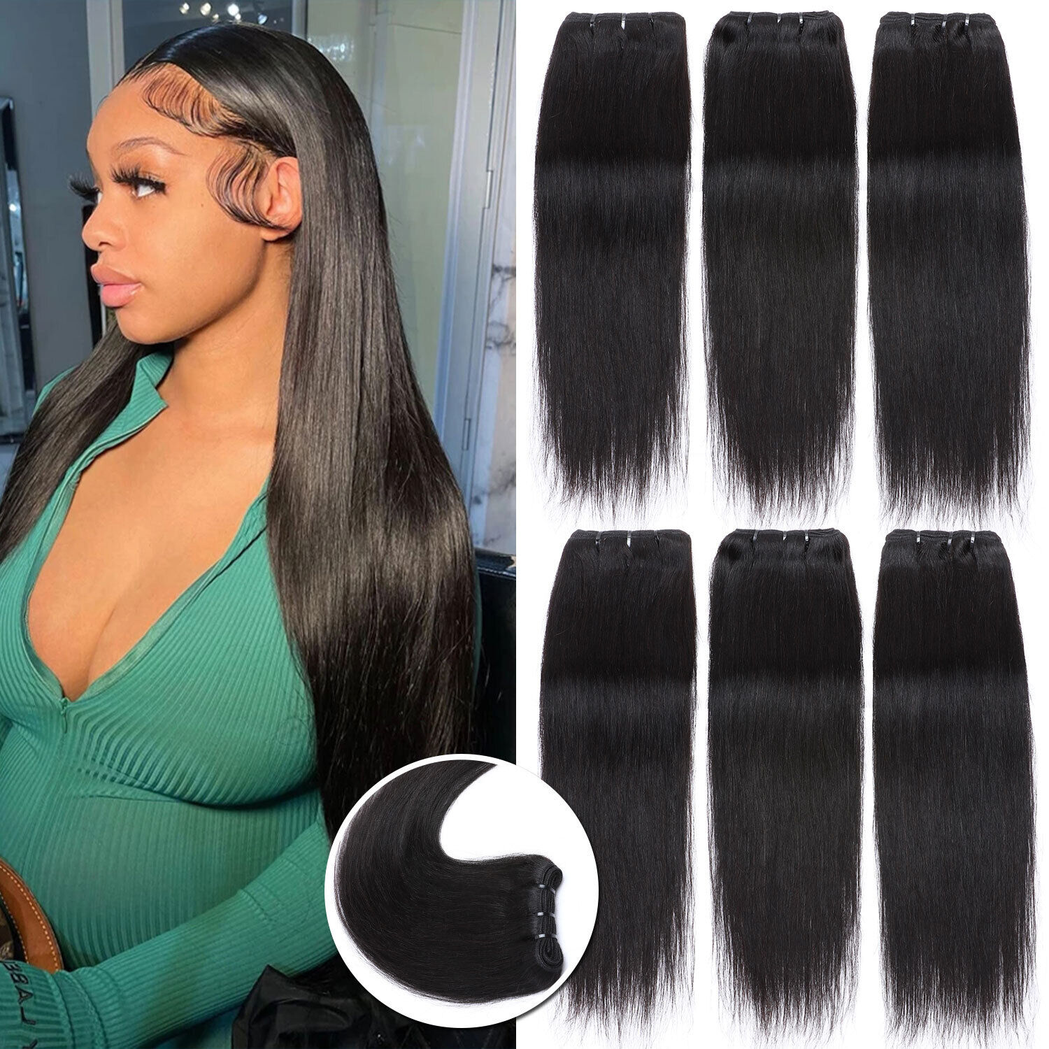 10A Brazilian Virgin Human Hair 3 Bundles Thick Straight Hair Weave  Extensions u | eBay