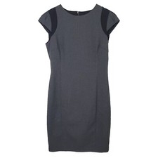 Zara Basic Womens Dress Size L Houndstooth Cap Sleeve Sheath Black Gray Career