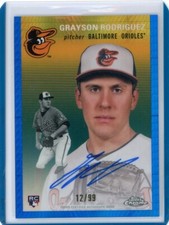 Grayson Rodriguez 2023 Topps Chrome Platinum Anniv. auto blue prism RC #"d 12/99