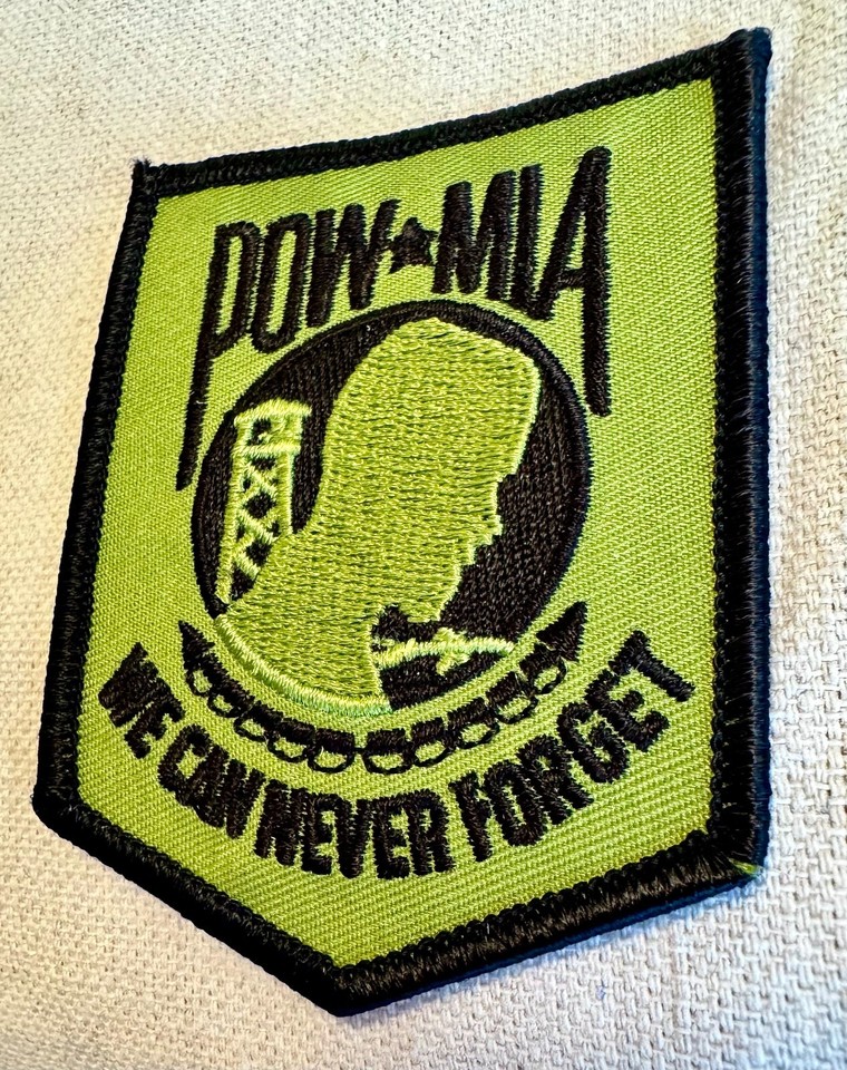 POW-MIA PATCH VIETNAM WAR embroidered iron-on GREEN MILITARY VETERAN ...