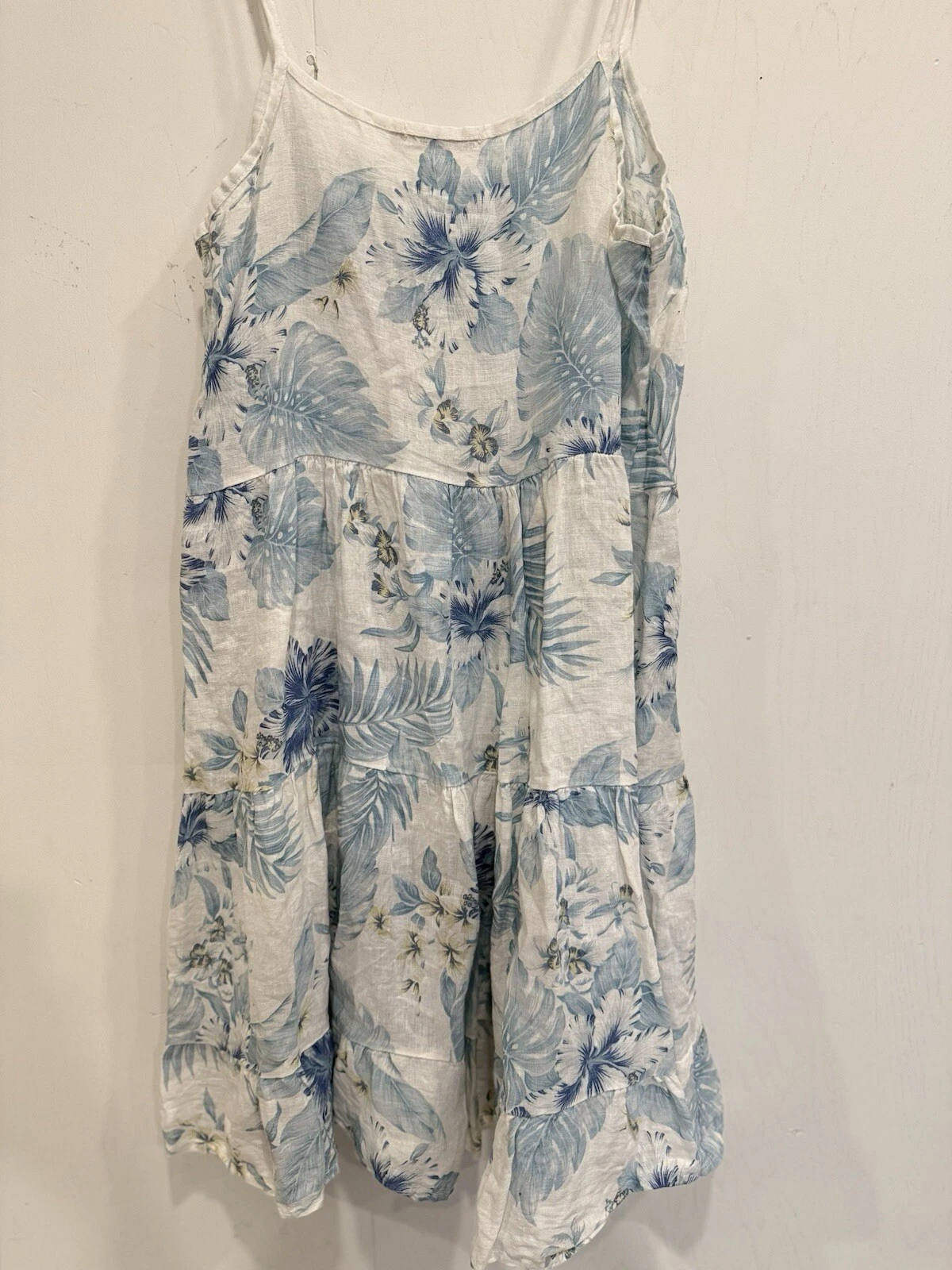 VALENTINO Abito donna sole di Valentina Naldi 100% lino azzurro floreale taglia S