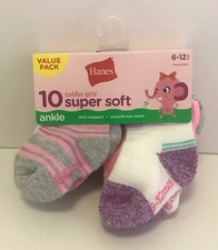 Hanes 10 Toddler Girls' Super Soft Ankle Socks Legwear for Babies/Kids
