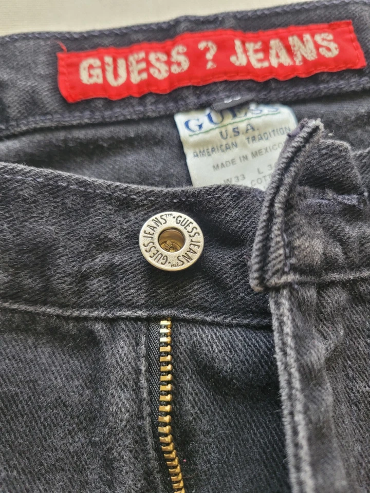 Jeans Guess vintage de algodón negro lavado pierna recta 33x34 para hombre EE. UU. Foto 4 de 4