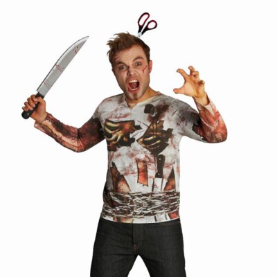 HERREN ZOMBIE LANGARMSHIRT Halloween Karneval Zombiekostüm Grusel Kostüm Party