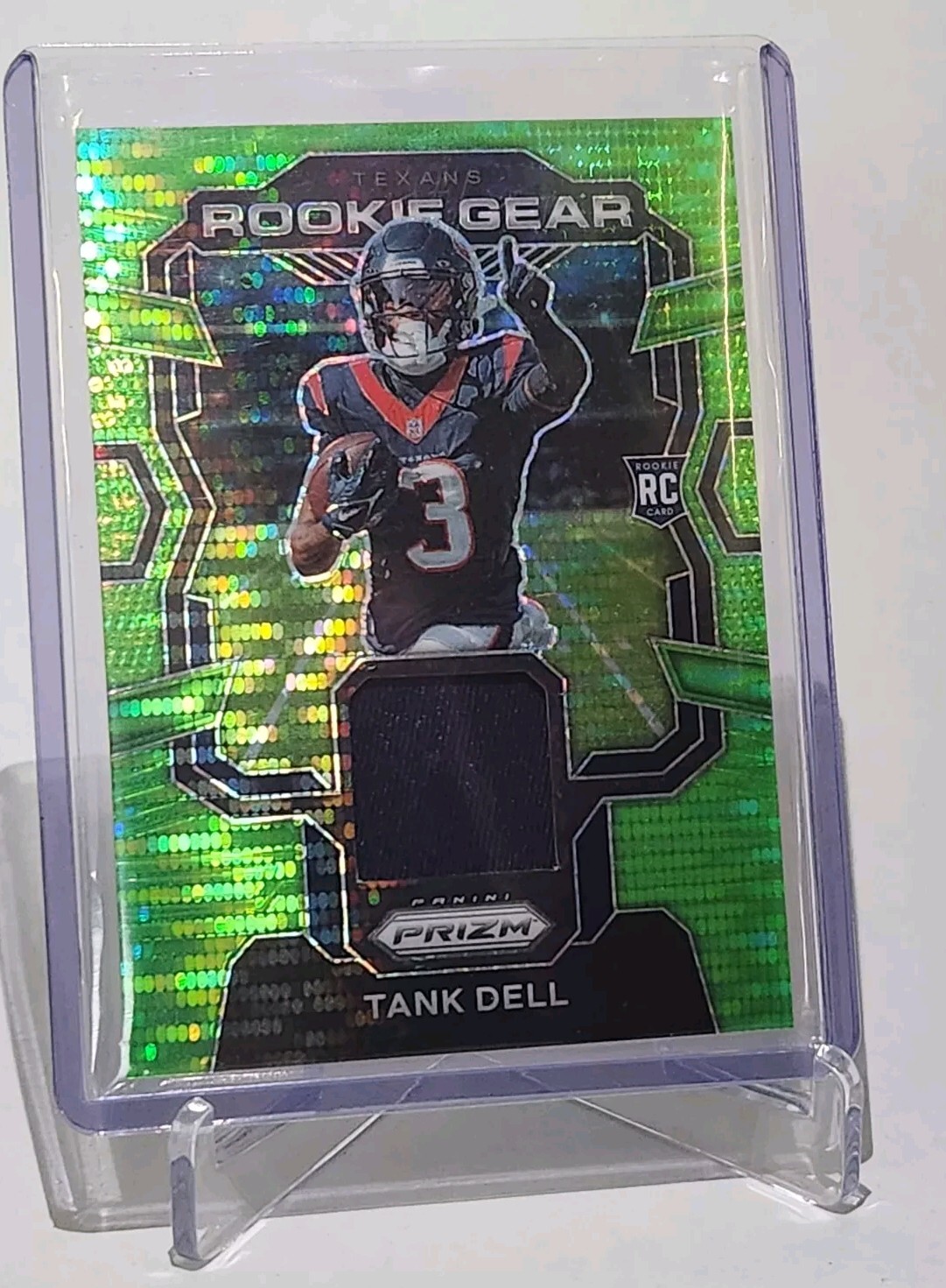2023 Panini Prizm-Rookie Gear Neon Green Pulsar Prizm #RG-TD Tank Dell RC Texans