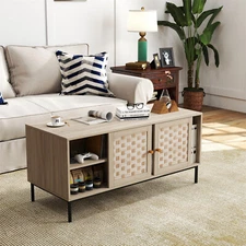 Coffee Table Center Cocktail Table Rectangular Table w/ Storage for Living Room