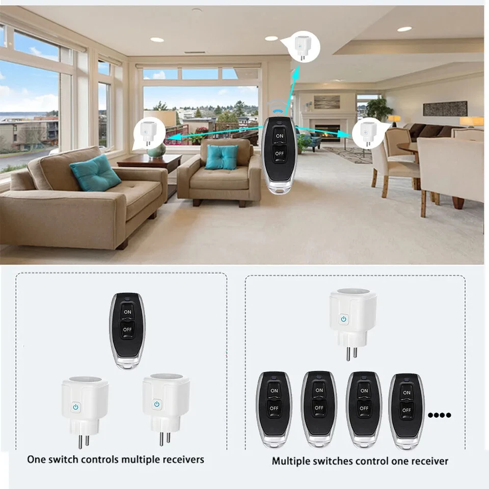 Smart Remote Control Socket Switch 4000W Plug Remote ON OFF Electrical Outlets - Image 4 of 4