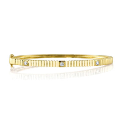 14 Karat Gelbgold Diamant Armreif Armband natürlich 0,16 ct Rundschliff
