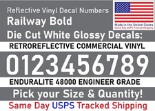0-10 1"-5" Your Size Vinyl Reflective Decal Sticker Numbers White , Made in USA