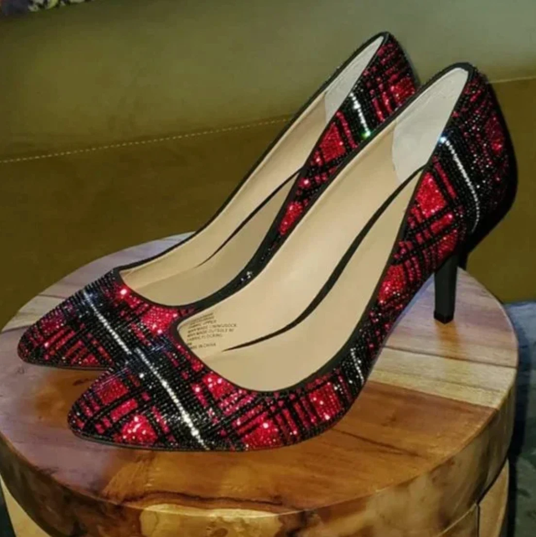 Plaid store high heels