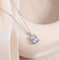 Silberne Halskette Mit Zirkonia AnhäNger -Silber Plattiert- Edler Damen Schmuck