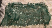 MCM CHRISTMAS APRON GREEN BEADED SANTA REINDEER KITCHEN COOKING OLD RARE VTG
