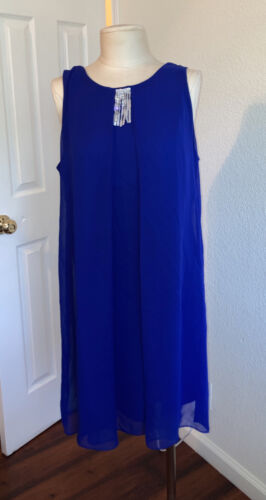 (F) Loose Dress Navy Blue Color Size 14 Short Sle… - image 1