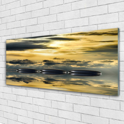 Impression sur toile Image tableaux 125x50 Paysage Mer Plage Montagnes