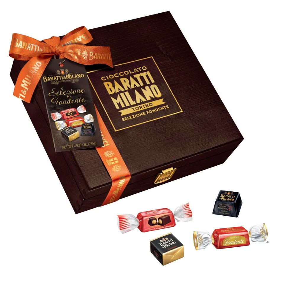 Confezione Scrigno Legno Dark Baratti & Milano Selezione Fondente Praline 280 g