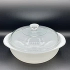 Vintage Pyrex White #18  Casserole Dish Bowl with Lid 623C XERYP PRINT