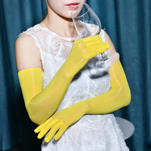 Hombres Sissy Transparente Aceite Brillante Guantes Largos Sexy Pantimedias Guante Ajustado - Imagen 19 de 22