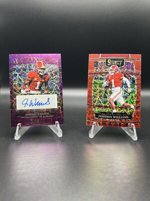 2022..Jameson Williams..SelectDraftPicks  R/C Lot..Purple Laser/5, Red Laser 
