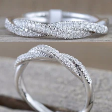 Women Cubic Zircon Rings Charm 925 Silver Jewelry Anniversary Sz 6-10