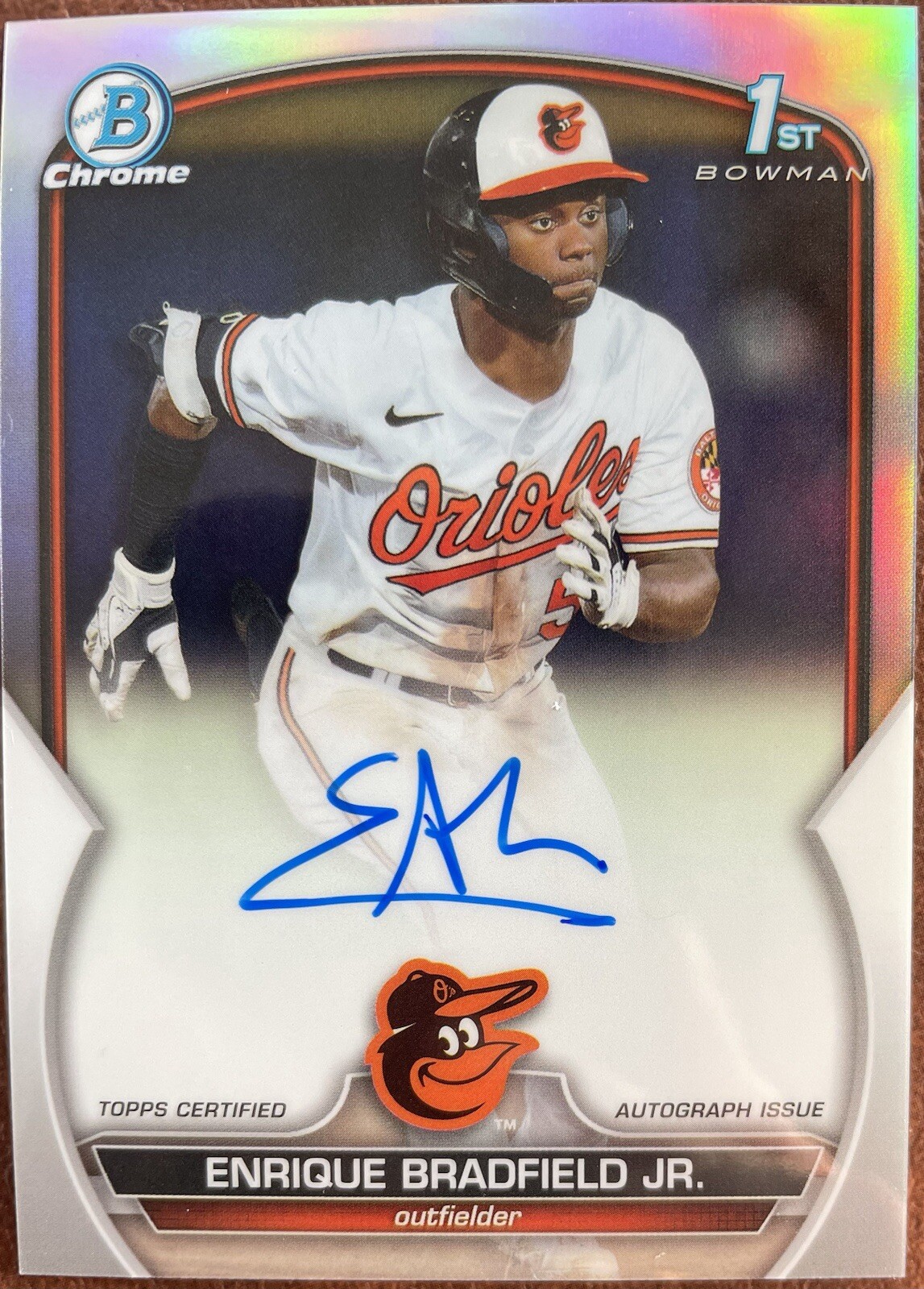 Enrique Bradfield Jr 2023 Bowman Draft Chrome Refractor 1st Auto /499 Autograph
