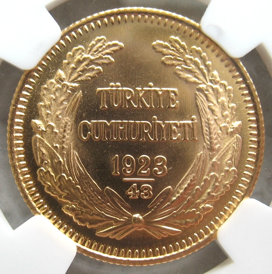 Turquía 1923/43 Oro 100 Kurush NGC MS-63 Foto 3 de 3