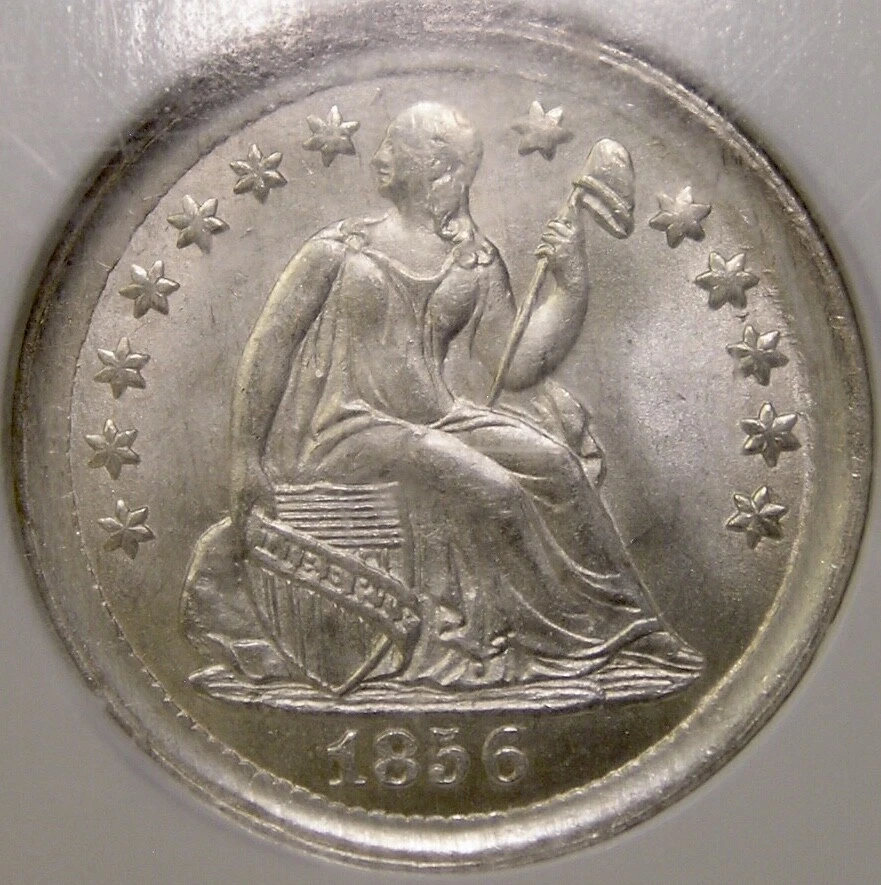 1856 LIBERTY SEATED SILVER HALF DIME AMAZING BRILLIANT PQ++ GEM++ RARE NGC MS 66 - Image 3 of 4