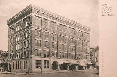 1905 Picture Postcard ~ Masonic Temple In Cedar Rapids, Iowa. #-3607